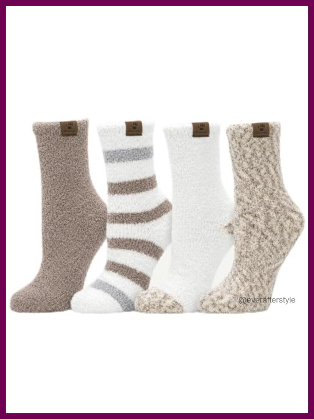 Super Soft Cozy Crew Lounge Socks 4 Pair Pack Multi Pattern